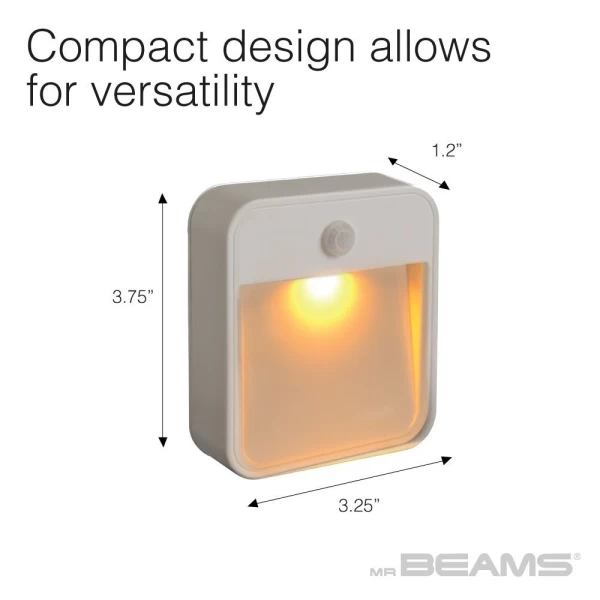 Beams MB720A 20 Lumen Amber LED Sleep Friendly Wireless Battery Powered Motion Sensing Nightlight, 3-Pack, White - Image 3