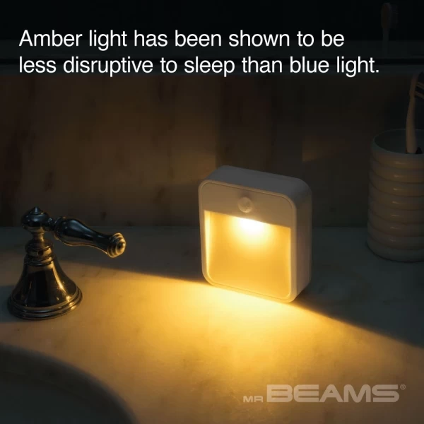 Beams MB720A 20 Lumen Amber LED Sleep Friendly Wireless Battery Powered Motion Sensing Nightlight, 3-Pack, White - Image 5