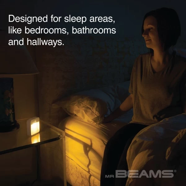 Beams MB720A 20 Lumen Amber LED Sleep Friendly Wireless Battery Powered Motion Sensing Nightlight, 3-Pack, White - Image 6
