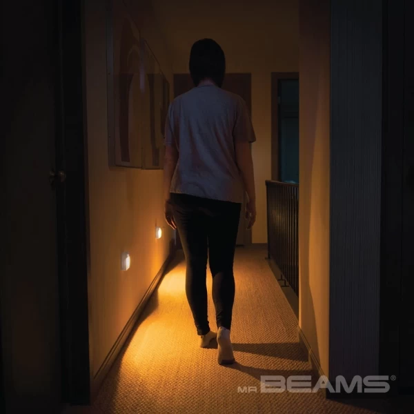 Beams MB720A 20 Lumen Amber LED Sleep Friendly Wireless Battery Powered Motion Sensing Nightlight, 3-Pack, White - Image 8
