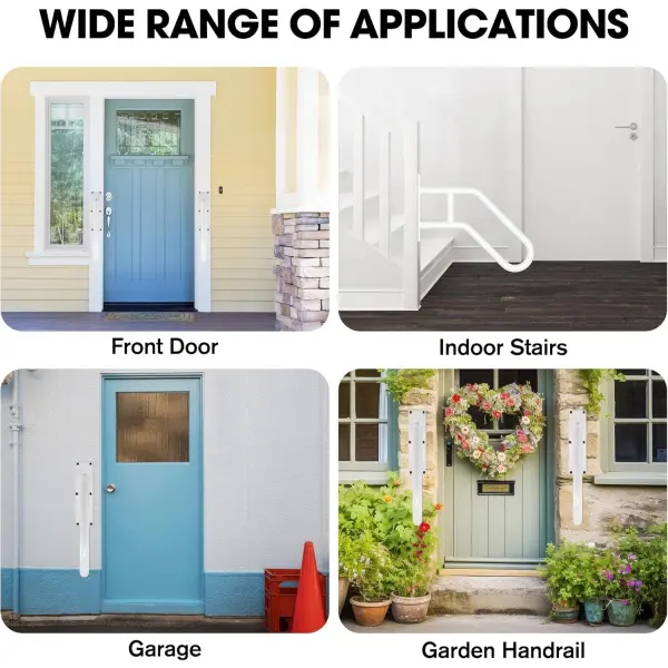 U-Shaped Wall Mount Handrail For Outdoor Steps – 22.8" Safety Grab Bar For 1-3 Steps, Heavy Duty Steel, 550LBS Capacity, For Garage, Porch, Garden