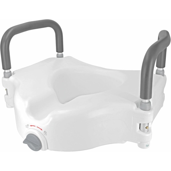 FSA/HSA Eligible, Vaunn Raised Toilet Seat and Elevated Commode Booster Seat Riser with Removable Padded Grab Bar Handles & Locking Mechanism - Image 3