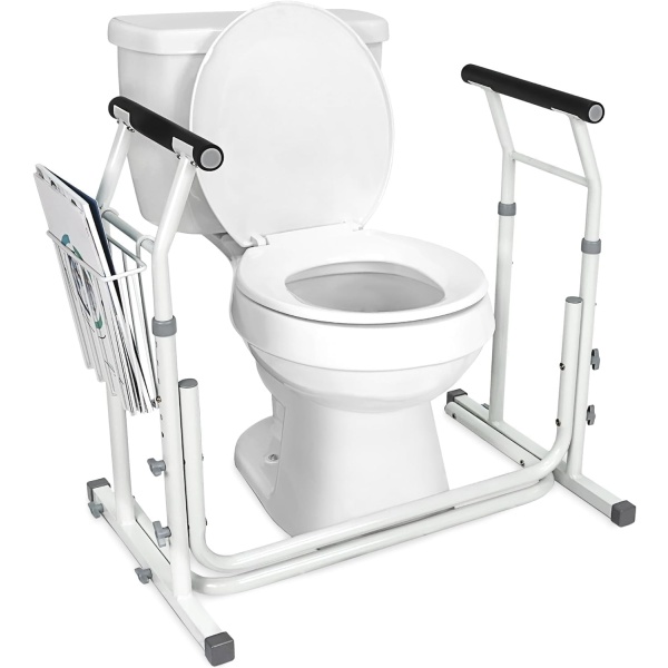 FSA/HSA Eligible, Vaunn Medical Bathroom Patented Height Adjustable Height Toilet Rail Grab Bar and Commode Safety Frame Handle