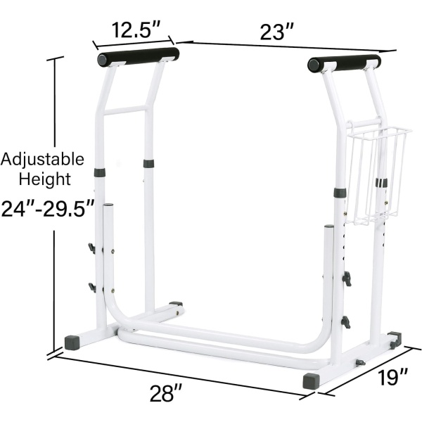 FSA/HSA Eligible, Vaunn Medical Bathroom Patented Height Adjustable Height Toilet Rail Grab Bar and Commode Safety Frame Handle - Image 4