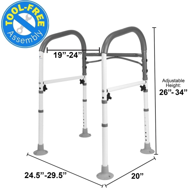 FSA/HSA Eligible Toilet Safety Rails, Vaunn Deluxe Adjustable and Foldable Toilet Safety Frame, Bathroom Handrail Assist Grab Bar Handle - Image 3