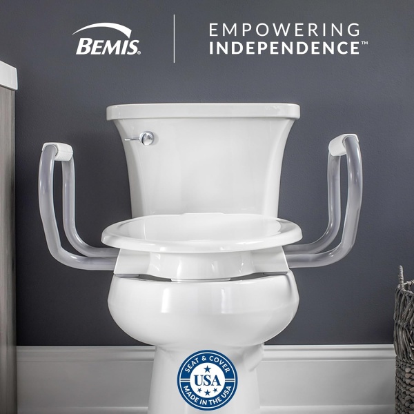 Bemis Rise 4.5" Raised Toilet Seat with Handles, Toilet Seat Riser for Seniors with Secure Hinges, Fits Round and Elongated - Image 4