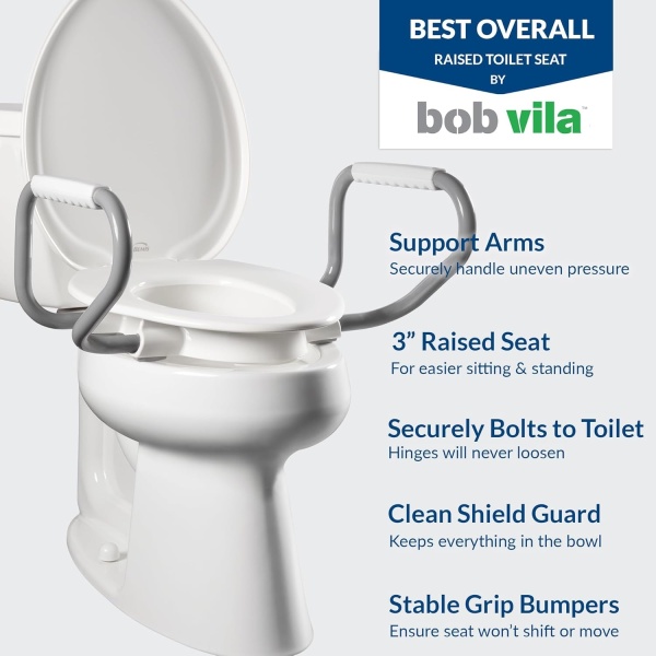 Bemis Rise 4.5" Raised Toilet Seat with Handles, Toilet Seat Riser for Seniors with Secure Hinges, Fits Round and Elongated - Image 5