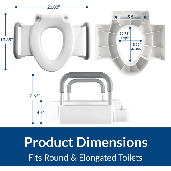 Bemis Rise 4.5" Raised Toilet Seat with Handles, Toilet Seat Riser for Seniors with Secure Hinges, Fits Round and Elongated - Image 22