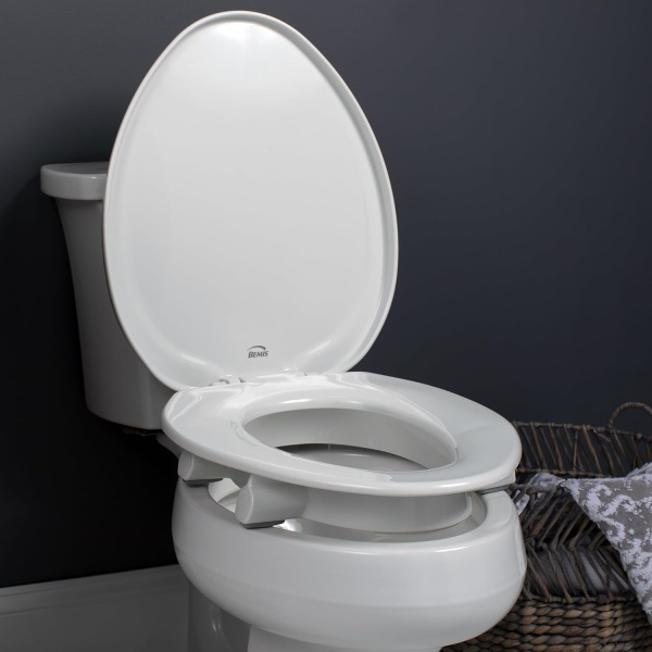 Bemis Assurance 3" Raised Toilet Seat for Seniors, Clean Shield Guard, Secure Hinges, Elongated, White - Image 10