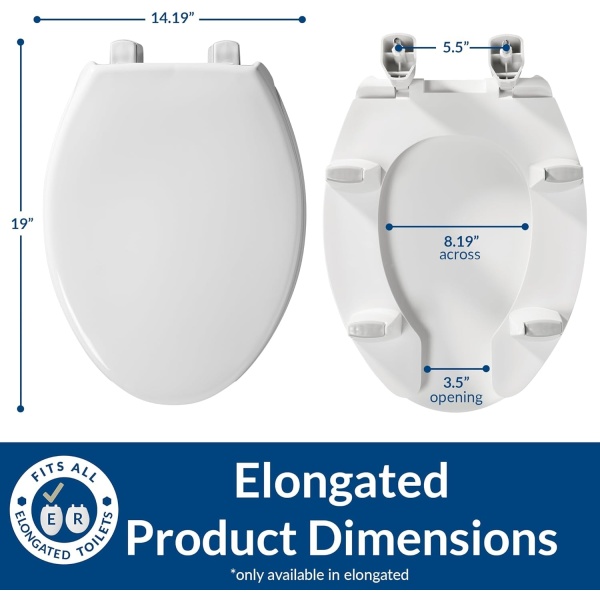 Bemis Assurance 3" Raised Toilet Seat for Seniors, Clean Shield Guard, Secure Hinges, Elongated, White - Image 15