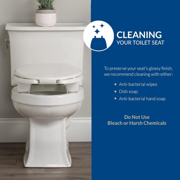 Bemis Assurance 3" Raised Toilet Seat for Seniors, Clean Shield Guard, Secure Hinges, Elongated, White - Image 16