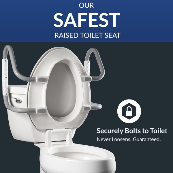 Bemis Assurance 3" Raised Toilet Seat with Handles, Clean Shield Guard, Secure Hinges, Elongated, White - Image 7