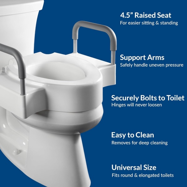 Bemis Assurance 3" Raised Toilet Seat with Handles, Clean Shield Guard, Secure Hinges, Elongated, White - Image 19