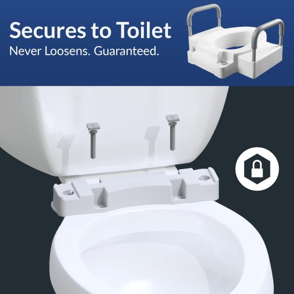 Bemis Assurance 3" Raised Toilet Seat with Handles, Clean Shield Guard, Secure Hinges, Elongated, White - Image 21