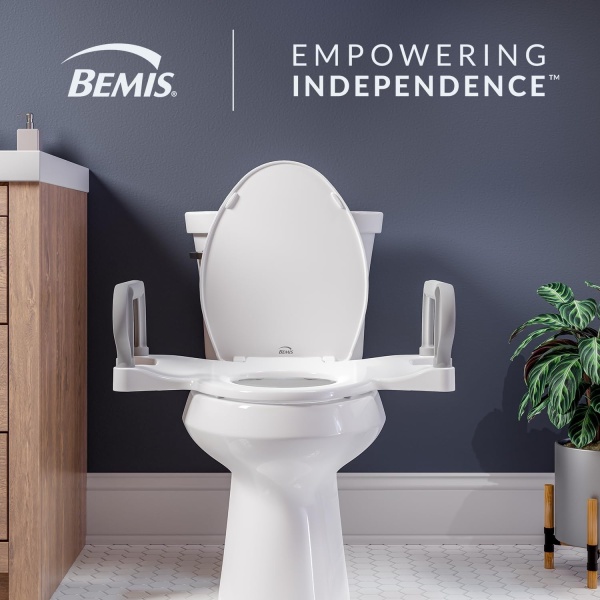 Bemis Assist Toilet Seat with Built-in Support Handles, Hinges Never Loosen, Fits Round and Elongated - Image 3