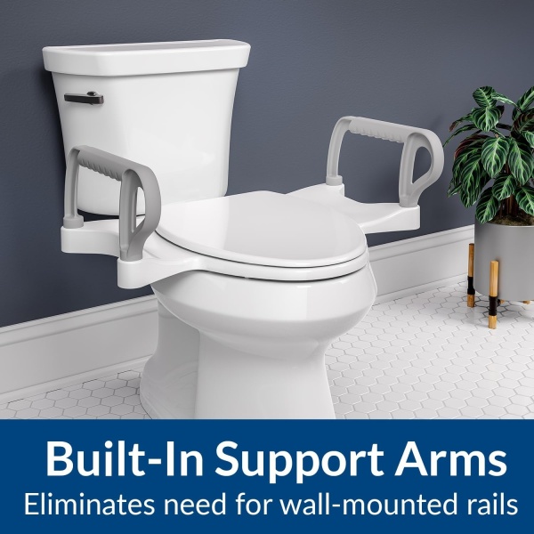 Bemis Assist Toilet Seat with Built-in Support Handles, Hinges Never Loosen, Fits Round and Elongated - Image 4