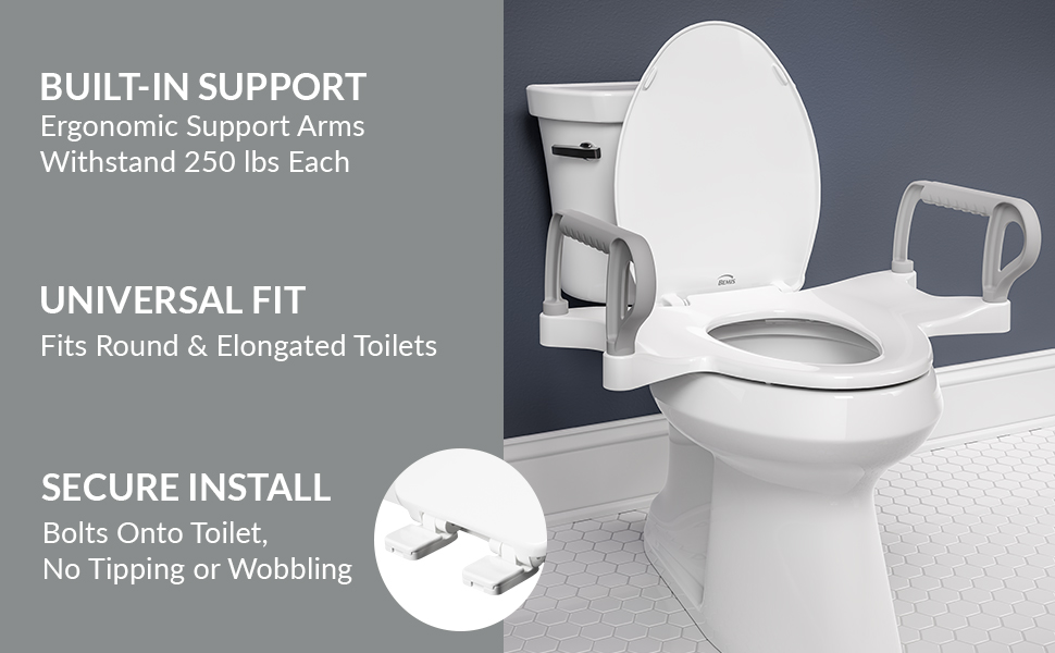 handicap toilet seat universal fit, durable plastic is built to last through years of regular use