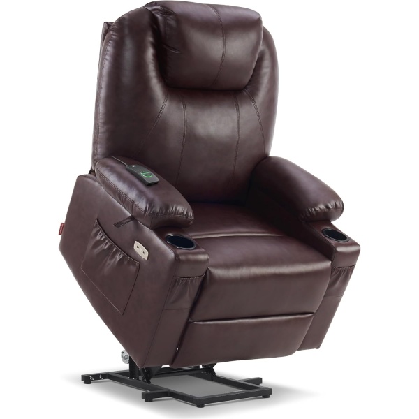 MCombo Electric Power Lift Recliner Chair Sofa with Massage and Heat for Elderly, 3 Positions, 2 Side Pockets, and Cup Holders, USB Ports, Faux Leather 7040 (Cream White, Medium) - Image 55