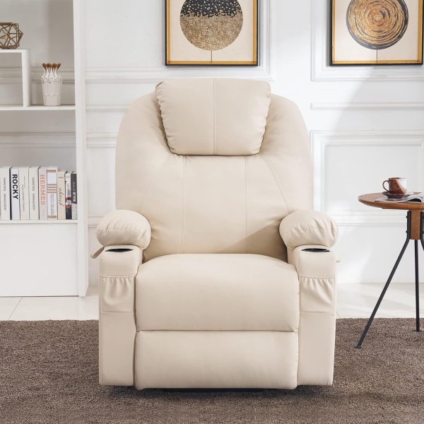 MCombo Electric Power Lift Recliner Chair Sofa with Massage and Heat for Elderly, 3 Positions, 2 Side Pockets, and Cup Holders, USB Ports, Faux Leather 7040 (Cream White, Medium) - Image 62