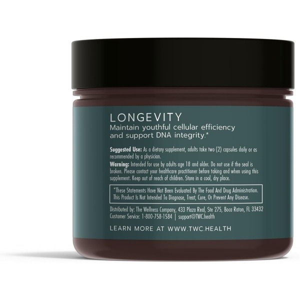 The Wellness Company Longevity | 60 Capsules (1 Month Supply) | with NR and Glutathione for Youthful Cellular Function | Non-GMO, Vegan, Gluten Free | for Optimal Energy Levels and Vitality - Image 3