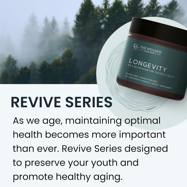 The Wellness Company Longevity | 60 Capsules (1 Month Supply) | with NR and Glutathione for Youthful Cellular Function | Non-GMO, Vegan, Gluten Free | for Optimal Energy Levels and Vitality - Image 7