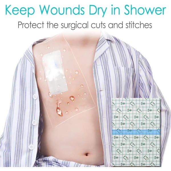 9" x 9" Shower Shields [Pack of 25], PICC Line Shower Cover Incision Stitches Wound Shower Protector Heart Monitor Waterproof Bandage Dressings Protection for Showering After Surgery - Image 4