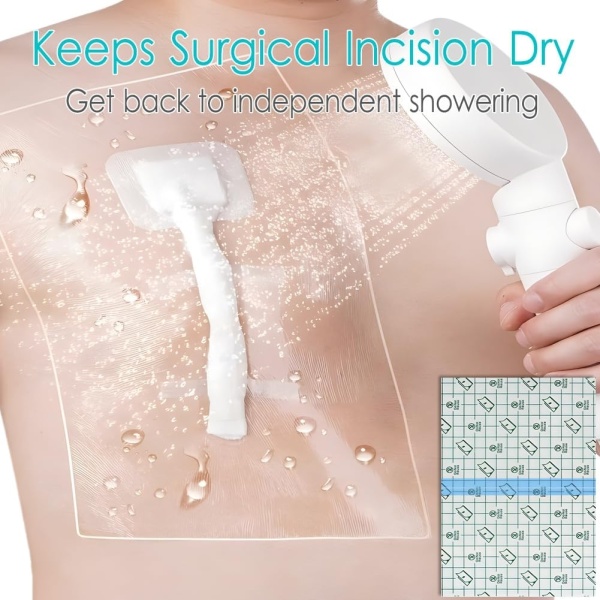 9" x 9" Shower Shields [Pack of 25], PICC Line Shower Cover Incision Stitches Wound Shower Protector Heart Monitor Waterproof Bandage Dressings Protection for Showering After Surgery - Image 9