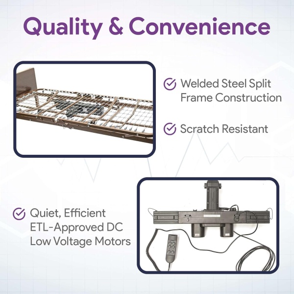 Full Electric Hospital Bed for Home Use with Foam Mattress and Half Rails - Medical Bed for Long Term Care and Medical Facilities - 36" x 80", Adjustable Height Range and Hi Lo - Image 8